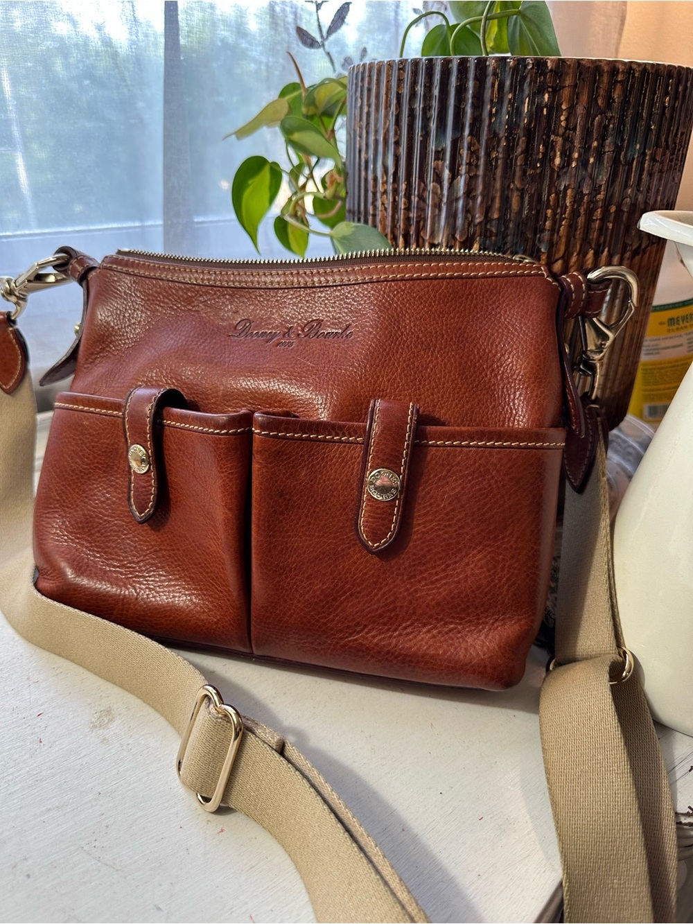 Dooney & Bourke Rich Brown Patina Florentine Leather Crossbody Bag